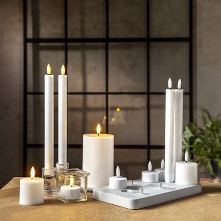 Flamme Charge LED-lys 24 cm - hvit - Belysning - Dekorasjonsbelysning - Dekorativ innendørsbelysning - Batteridrevne lys