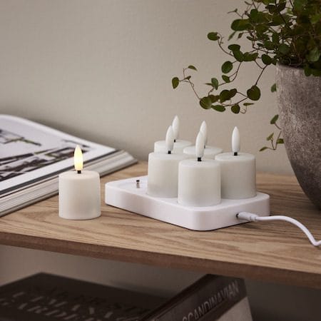 Flamme Charge LED-lys 6-pakning 14 cm - hvit - Belysning - Dekorasjonsbelysning - Dekorativ innendørsbelysning - Batteridrevne lys
