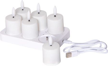 Flamme Charge LED-lys 6-pakning 14 cm - hvit - Belysning - Dekorasjonsbelysning - Dekorativ innendørsbelysning - Batteridrevne lys