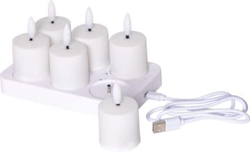 Flamme Charge LED-lys 6-pakning 14 cm - hvit - Belysning - Dekorasjonsbelysning - Dekorativ innendørsbelysning - Batteridrevne lys