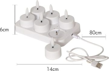 Flamme Charge LED-telys 6-pakning - hvit - Belysning - Dekorasjonsbelysning - Dekorativ innendørsbelysning - Batteridrevne lys