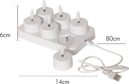 Flamme Charge LED-telys 6-pakning - hvit - Belysning - Dekorasjonsbelysning - Dekorativ innendørsbelysning - Batteridrevne lys