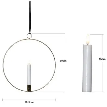 Flamme Ring innendørsdekorasjon 28,5 cm - messing/hvit - Belysning - Dekorasjonsbelysning - Dekorativ innendørsbelysning - Batteridrevne lys