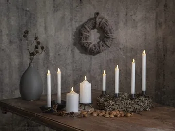Flamme Rustic LED-antikklys, 2-pakning, 25 cm - hvit - Belysning - Dekorasjonsbelysning - Dekorativ innendørsbelysning - Batteridrevne lys