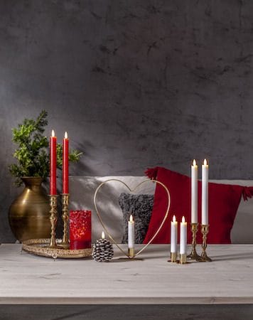 Flamme Rustic LED antikklys 2-pakning 24,5 cm - mørkerød - Belysning - Dekorasjonsbelysning - Dekorativ innendørsbelysning - Batteridrevne lys