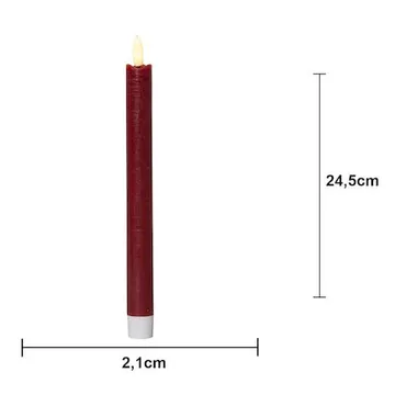 Flamme Rustic LED antikklys 2-pakning 24,5 cm - mørkerød - Belysning - Dekorasjonsbelysning - Dekorativ innendørsbelysning - Batteridrevne lys