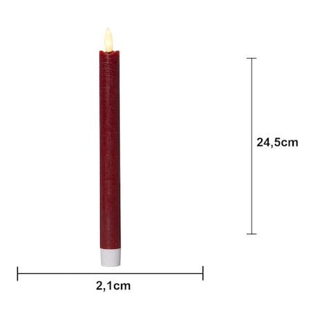 Flamme Rustic LED antikklys 2-pakning 24,5 cm - mørkerød - Belysning - Dekorasjonsbelysning - Dekorativ innendørsbelysning - Batteridrevne lys