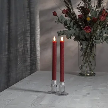 Flamme Rustic LED antikklys 2-pakning 24,5 cm - mørkerød - Belysning - Dekorasjonsbelysning - Dekorativ innendørsbelysning - Batteridrevne lys