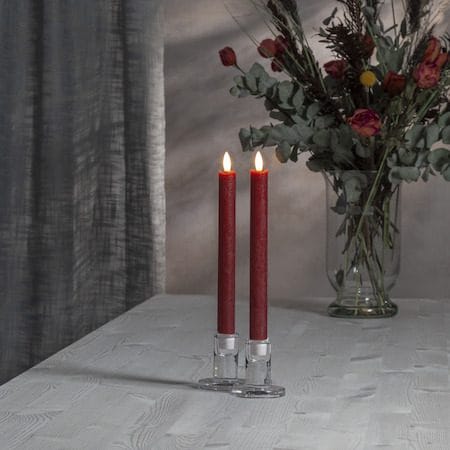 Flamme Rustic LED antikklys 2-pakning 24,5 cm - mørkerød - Belysning - Dekorasjonsbelysning - Dekorativ innendørsbelysning - Batteridrevne lys