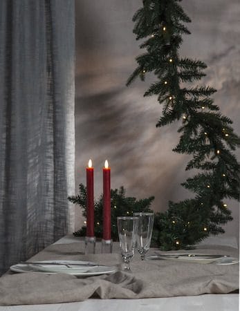 Flamme Rustic LED antikklys 2-pakning 24,5 cm - mørkerød - Belysning - Dekorasjonsbelysning - Dekorativ innendørsbelysning - Batteridrevne lys