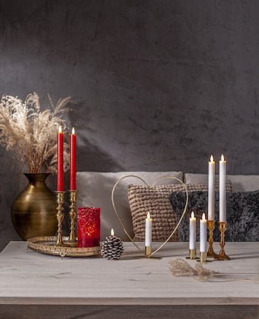 Flamme Rustic LED antikklys 2-pakning 24,5 cm - mørkerød - Belysning - Dekorasjonsbelysning - Dekorativ innendørsbelysning - Batteridrevne lys