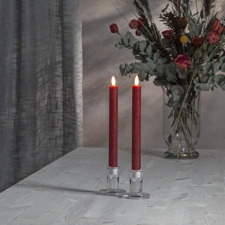 Flamme Rustic LED antikklys 2-pakning 24,5 cm - mørkerød - Belysning - Dekorasjonsbelysning - Dekorativ innendørsbelysning - Batteridrevne lys