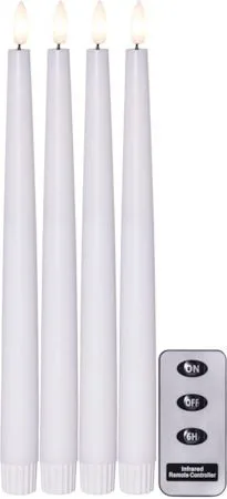 Flamme Slim LED-antikklys 4-pakning, hvit