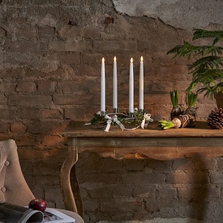 Flamme Slim LED-antikklys 4-pakning - hvit - Belysning - Dekorasjonsbelysning - Dekorativ innendørsbelysning - Batteridrevne lys