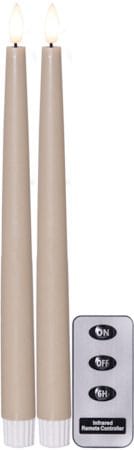 Flamme Slim LED-kronelys 2-pakning 28,5 cm - beige - Belysning - Dekorasjonsbelysning - Dekorativ innendørsbelysning - Batteridrevne lys