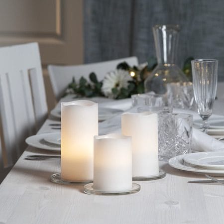 May LED-kubbelys 3-pakning 7,5 cm - marmorert hvit - Belysning - Dekorasjonsbelysning - Dekorativ innendørsbelysning - Batteridrevne lys
