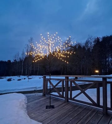 Albero dekorasjonstre med belysning 250 cm - svart med hvite lyspunkter - Belysning - Dekorasjonsbelysning - Dekorativ utendørsbelysning - Lyslenke utendørs