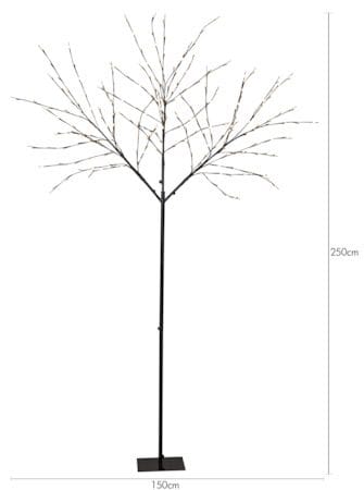Albero dekorasjonstre med belysning 250 cm - svart med hvite lyspunkter - Belysning - Dekorasjonsbelysning - Dekorativ utendørsbelysning - Lyslenke utendørs