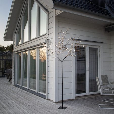 Albero dekorasjonstre med belysning 250 cm - svart med hvite lyspunkter - Belysning - Dekorasjonsbelysning - Dekorativ utendørsbelysning - Lyslenke utendørs