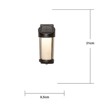 Alippa solcellevegglykt 8,5 cm - svart med røykfarget glass - Belysning - Dekorasjonsbelysning - Dekorativ utendørsbelysning - LED-belysning utendørs
