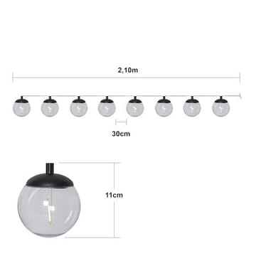 Globe solcellelysslynge 10 cm - svart og transparent - Belysning - Dekorasjonsbelysning - Dekorativ utendørsbelysning - LED-belysning utendørs
