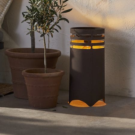 Marron Solcellelykt 40 cm - mørkebrun med ravfarget lampeskjerm - Belysning - Dekorasjonsbelysning - Dekorativ utendørsbelysning - LED-belysning utendørs