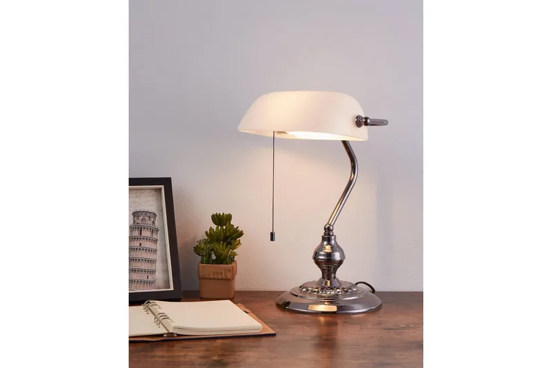 Bordlampe Eglo Banker Nickel Hvit - Hvit - Belysning - Innendørsbelysning & Lamper - Bordlampe - Skrivebordslampe & kontorlampe