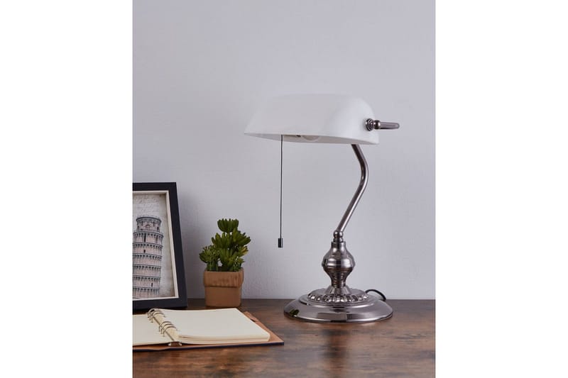 Bordlampe Eglo Banker Nickel Hvit - Hvit - Belysning - Innendørsbelysning & Lamper - Bordlampe - Skrivebordslampe & kontorlampe