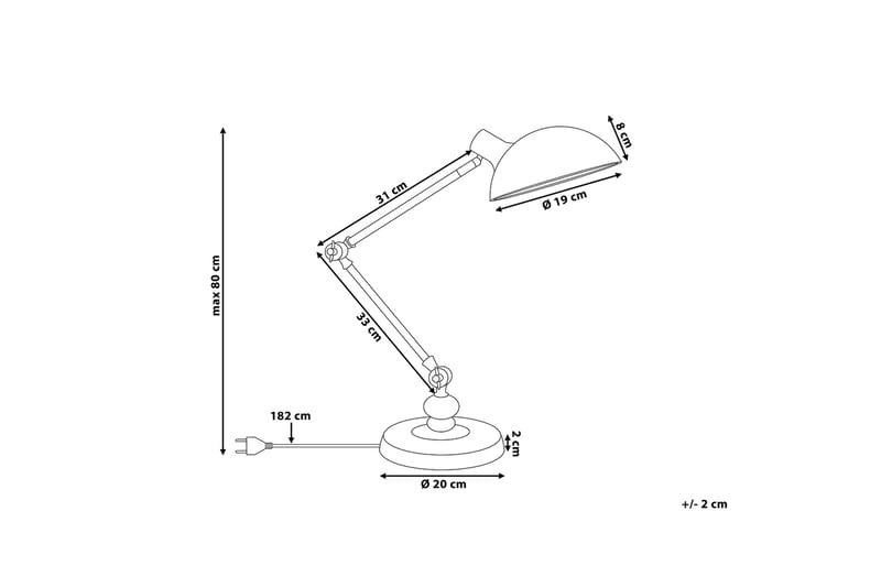 Bordlampe Meramec 20 cm - Hvit - Bordlampe