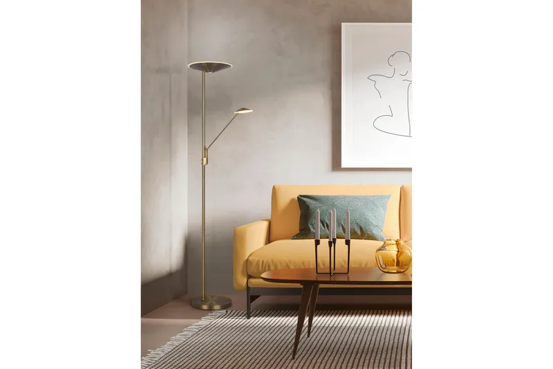 Brantford LED-Gulvlampe Antikk Messing - Trio Lighting - Belysning - Innendørsbelysning & Lamper - Gulvlampe