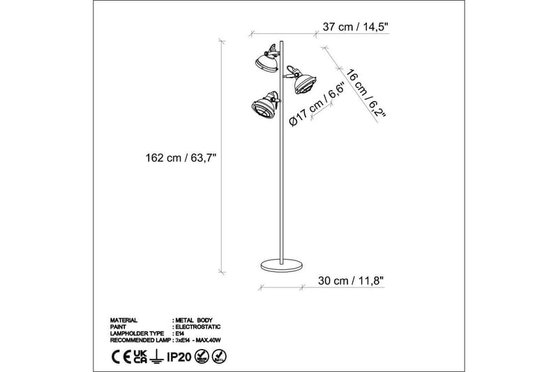 Gulvlampe Desten Svart - Svart - Belysning - Innendørsbelysning & Lamper - Gulvlampe