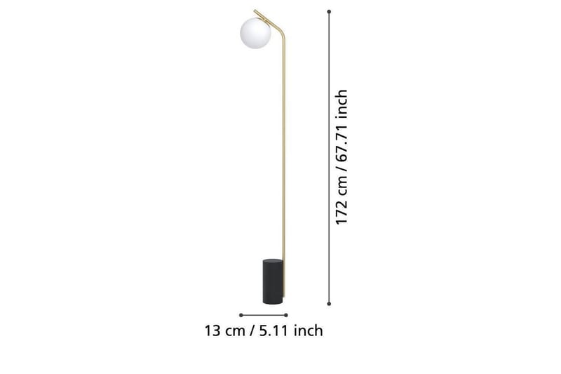 Gulvlampe Eglo Betulia Svart/Messing Opalhvit - Belysning - Innendørsbelysning & Lamper - Gulvlampe