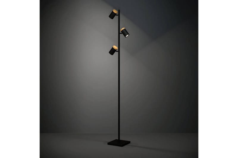 Gulvlampe Eglo Cartagena Svart/Tre med 3 Lamper - Belysning - Innendørsbelysning & Lamper - Gulvlampe
