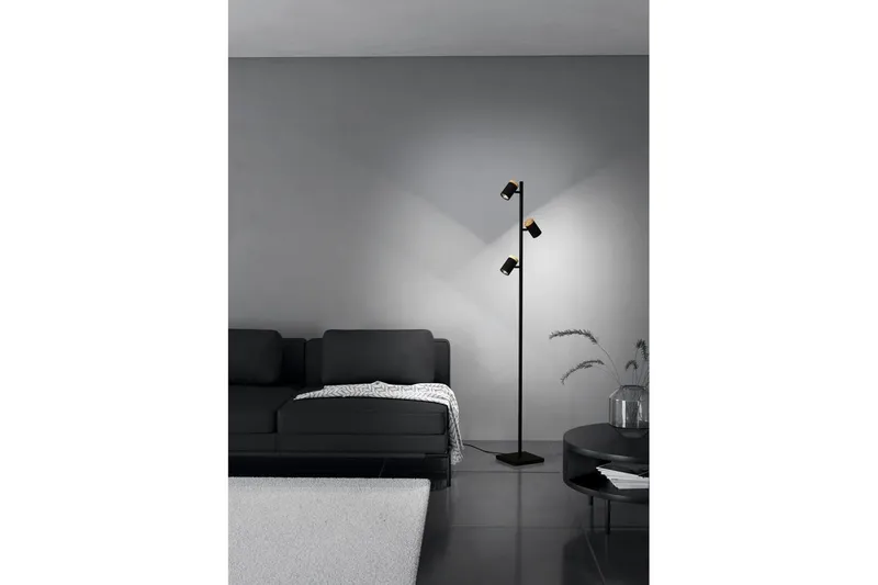 Gulvlampe Eglo Cartagena Svart/Tre med 3 Lamper - Belysning - Innendørsbelysning & Lamper - Gulvlampe