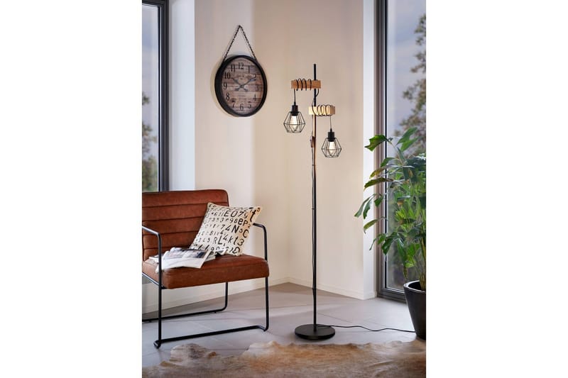 Gulvlampe Eglo Townshend 5 med 2 Lamper - Svart/Brun - Belysning - Innendørsbelysning & Lamper - Gulvlampe