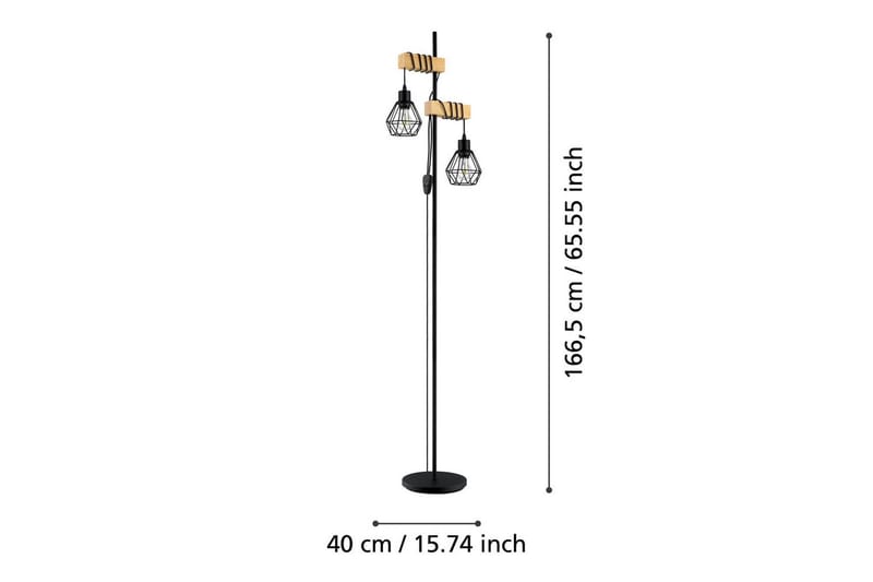 Gulvlampe Eglo Townshend 5 med 2 Lamper - Svart/Brun - Belysning - Innendørsbelysning & Lamper - Gulvlampe