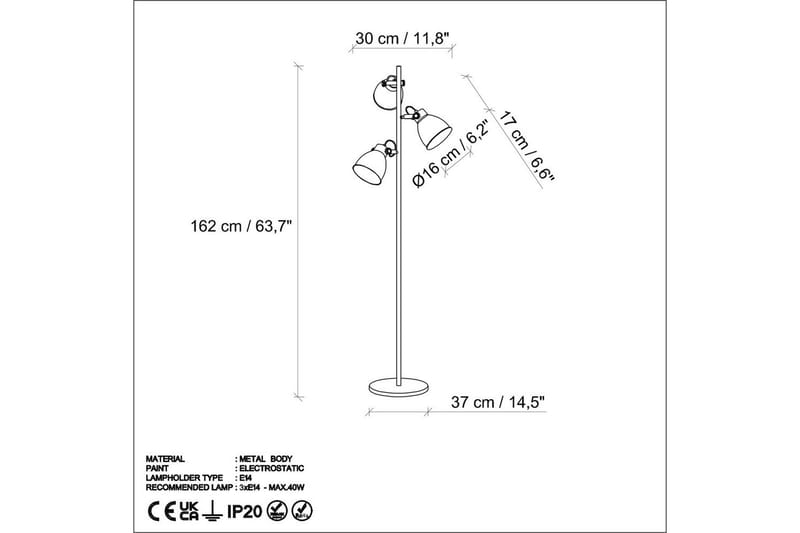 Gulvlampe Elber Gull - Gull - Belysning - Innendørsbelysning & Lamper - Gulvlampe