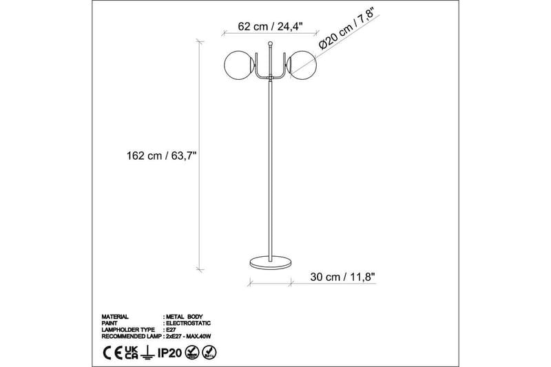 Gulvlampe Gevir Svart - Svart - Belysning - Innendørsbelysning & Lamper - Gulvlampe