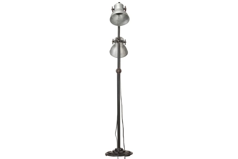 Gulvlampe med 2 lampeskjermer sølv E27 støpejern - Silver - Gulvlampe - Lamper gang