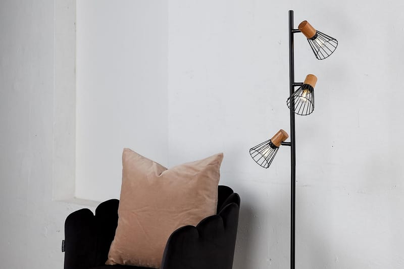 Gulvlampe Soliat Dimbar LED Liten - Svart - Trearmet gulvlampe - Gulvlampe - Lamper gang