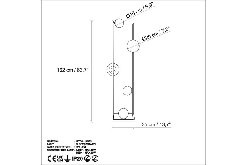 Gulvlampe Hjørne Gull - Gull - Belysning - Innendørsbelysning & Lamper - Gulvlampe