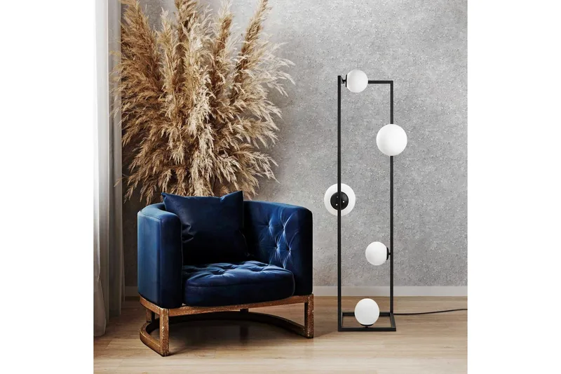 Gulvlampe Hjørne Svart - Svart - Belysning - Innendørsbelysning & Lamper - Gulvlampe