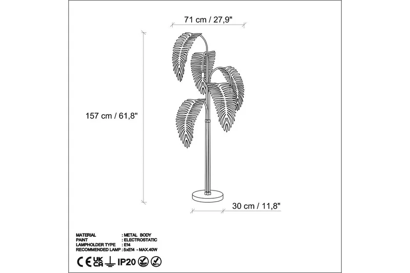 Gulvlampe Kavilashm Gull - Gull - Belysning - Innendørsbelysning & Lamper - Gulvlampe