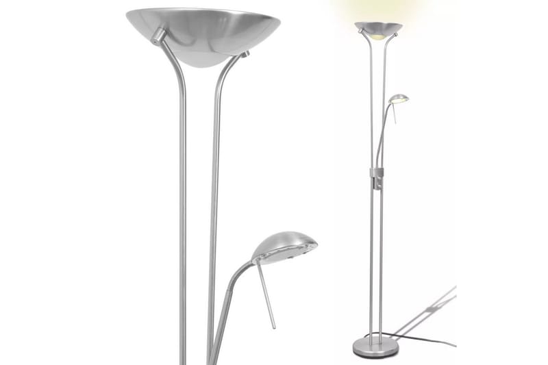 LED Gulvlampe m/dimmer 23 W - Sølv - Lamper gang - Uplight gulvlampe - Gulvlampe