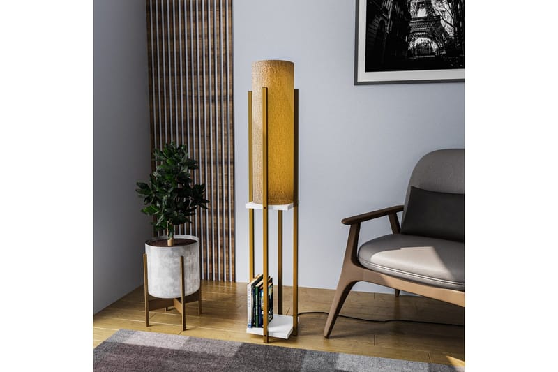 Gulvlampe Ratmompe (Hyllehøyde: 60 cm) Gull / Hvit 2 - Gull / Hvit 2 - Belysning - Innendørsbelysning & Lamper - Gulvlampe