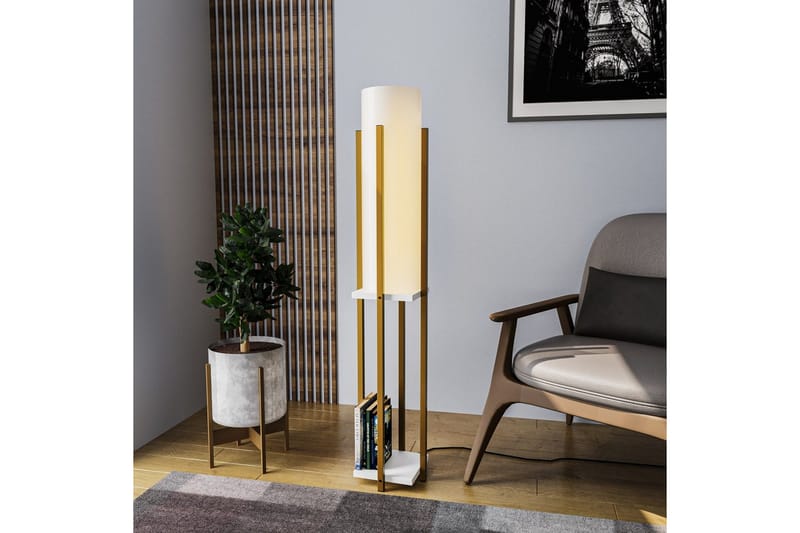 Gulvlampe Ratmompe (Hyllehøyde: 60 cm) Gull / Hvit - Gull / Hvit - Belysning - Innendørsbelysning & Lamper - Gulvlampe
