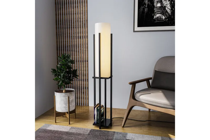 Gulvlampe Ratmompe (Hyllehøyde: 60 cm) Svart Beige, Svart Beige