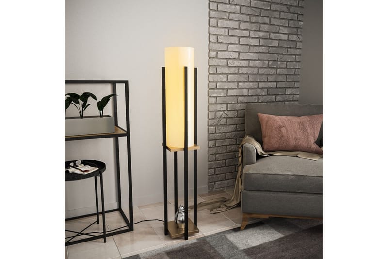 Gulvlampe Ratmompe (Hyllehøyde: 60 cm) Svart / Gull Beige - Svart / Gull Beige - Belysning - Innendørsbelysning & Lamper - Gulvlampe