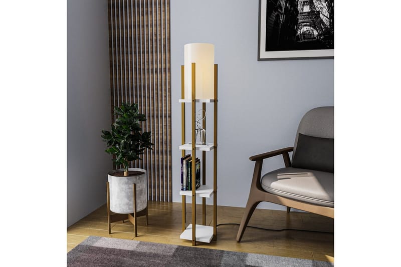 Gulvlampe Ratmompe Lumi (Hyllehøyde: 29 cm) Gull / Hvit - Gull / Hvit - Belysning - Innendørsbelysning & Lamper - Gulvlampe