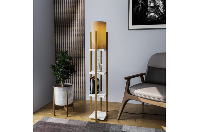 Gulvlampe Ratmompe Lumi (Hyllehøyde: 29 cm) Gull / Hvitt Kobber - Gull / Hvitt Kobber - Belysning - Innendørsbelysning & Lamper - Gulvlampe